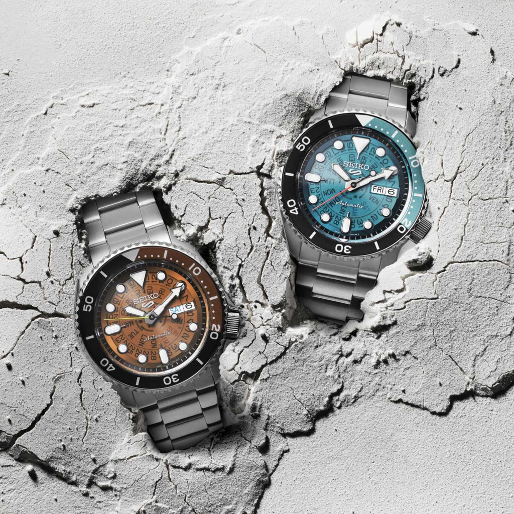 Seiko 5 Sports SKX Skeleton Green Dial Silver Steel Strap Watch For Men - SRPJ45K1