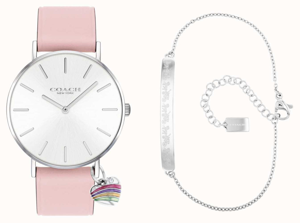 Coach Perry White Dial Pink Leather Strap Watch for Women - 14503128