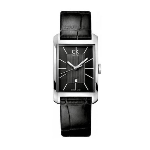 Calvin Klein Window Black Dial Black Leather Strap Watch for Men - K2M23107