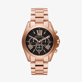 Michael Kors Bradshaw Black Dial Rose Gold Steel Strap Watch for Women - MK5854