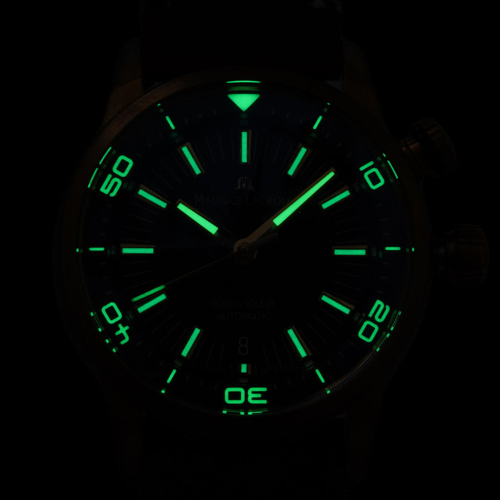 Maurice Lacroix Pontos Diver Limited Edition Black Dial Brown Leather Strap Watch For Men - PT6248-BRZ01-330-3