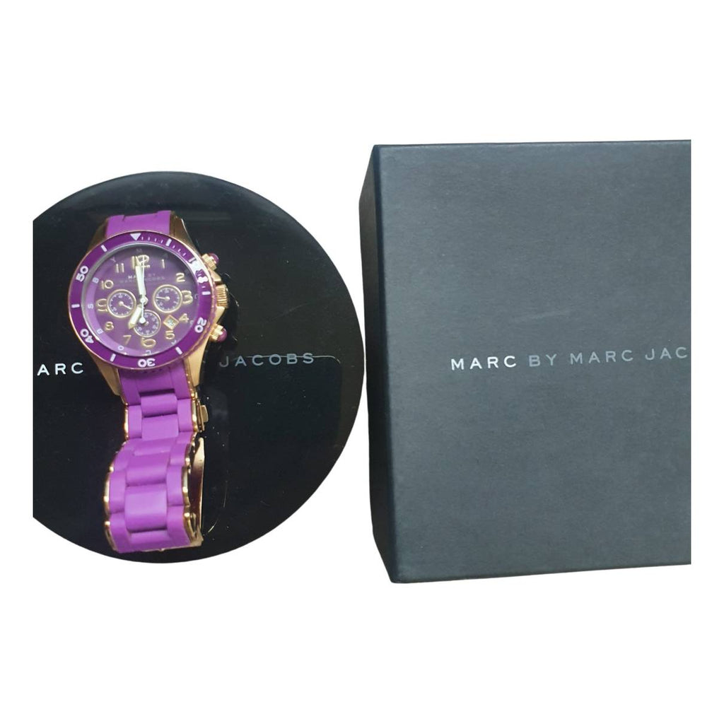 Marc Jacobs Rock Chronograph Purple Dial Purple Silicone Strap Watch for Women - MBM2549