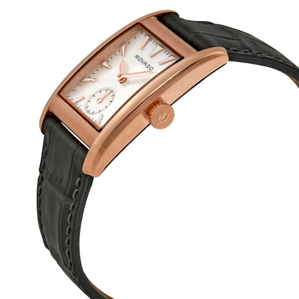 Movado Heritage Mother of Pearl White Dial Grey Leather Strap Watch For Women - 3650051