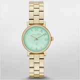 Marc Jacobs Baker Mint Green Dial Gold Steel Strap Watch for Women - MBM3284