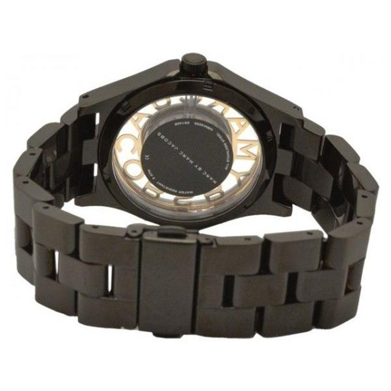 Marc Jacobs Henry Transparent Black Dial Black Steel Strap Watch for Women - MBM3255