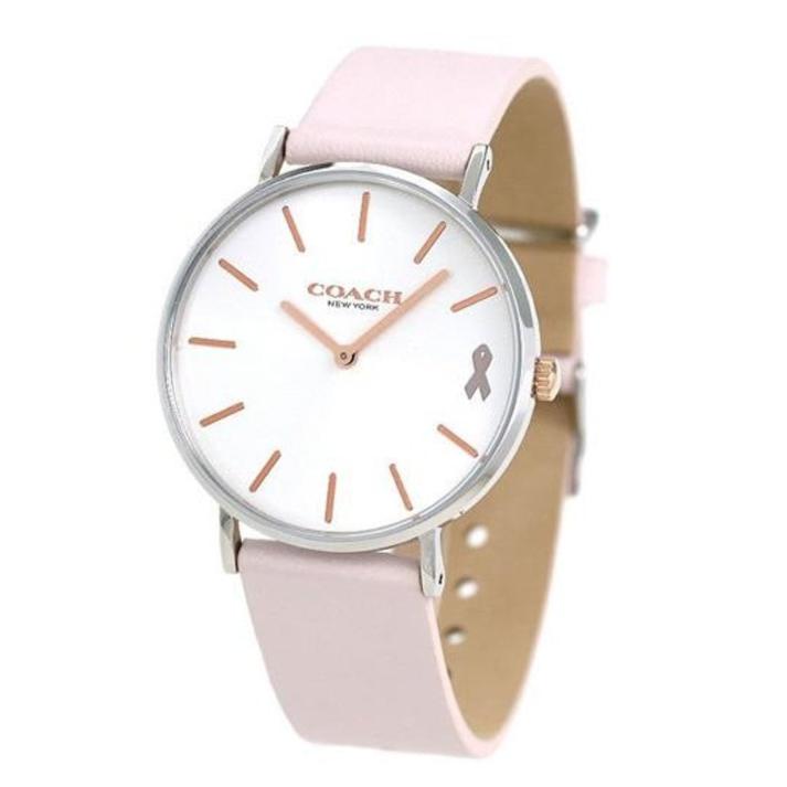 Coach Perry White Dial Pink Leather Strap Watch for Women - 14503128