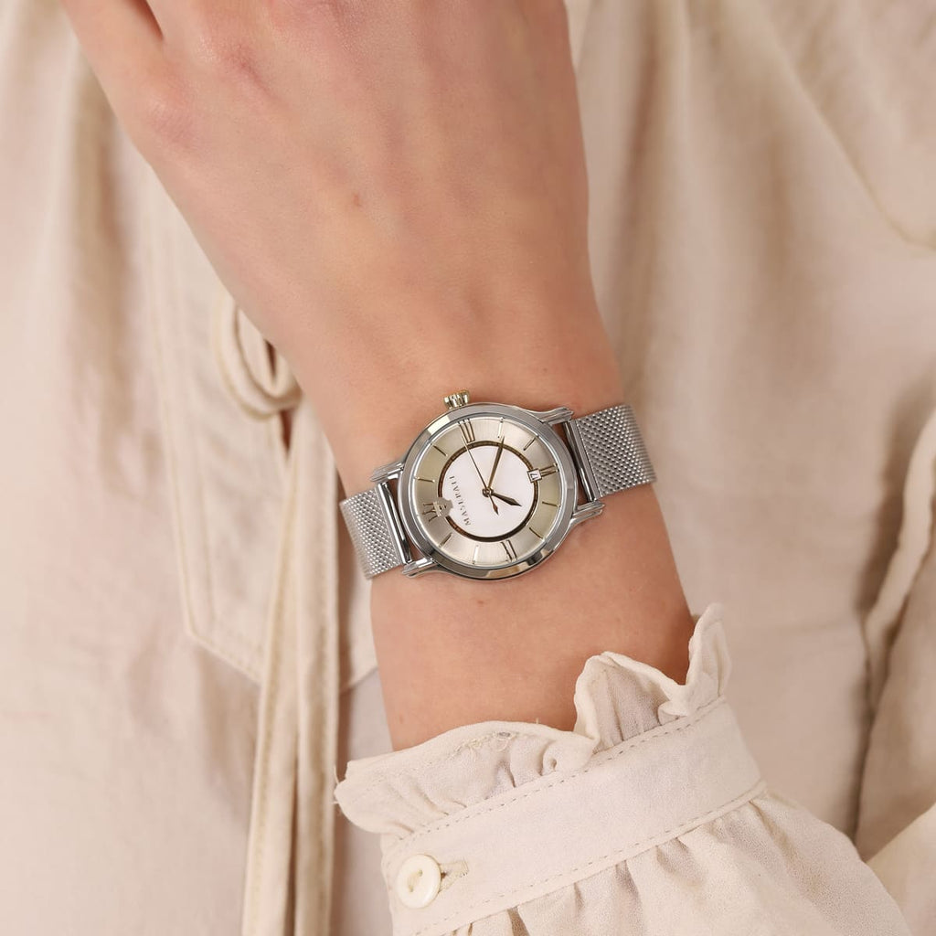 Maserati Epoca Mother of Pearl Dial Silver Mesh Strap Watch For Women - R8853118504