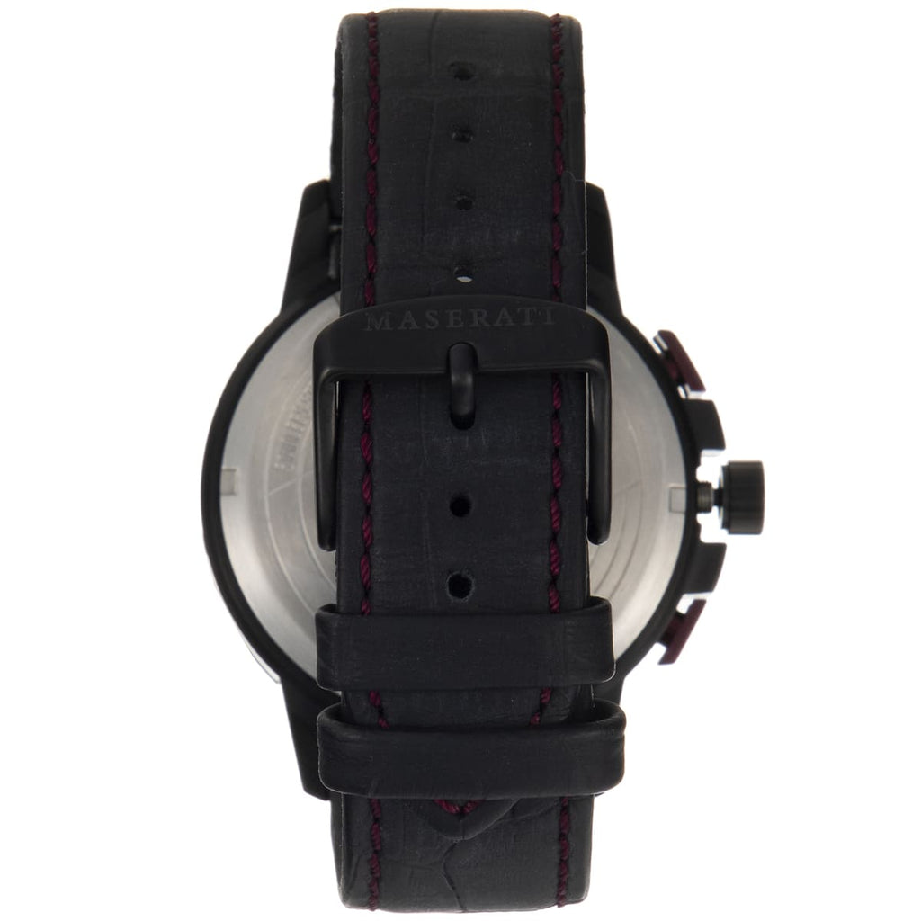 Maserati Ingegno Chronograph Black Dial Black Leather Strap Watch For Men - R8871619003