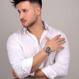 Maserati Stile Chronograph Blue Dial Rose Gold Two Tone Strap Watch For Men - R8873642002