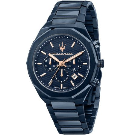 Maserati Stile Chronograph Blue Dial Blue Steel Strap Watch For Men - R8873642008