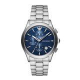 Emporio Armani Chronograph Blue Dial Silver Steel Strap Watch For Men - AR11528