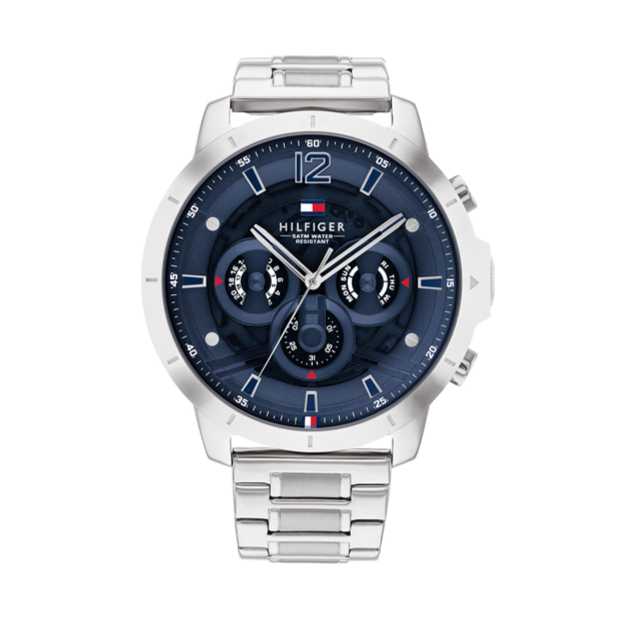 Tommy Hilfiger Luca Chronograph Blue Dial Silver Steel Strap Watch For Men - 1710492