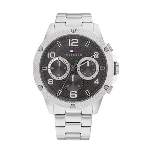 Tommy Hilfiger Blaze Chronograph Black Dial Silver Steel Strap Watch For Men - 1792029