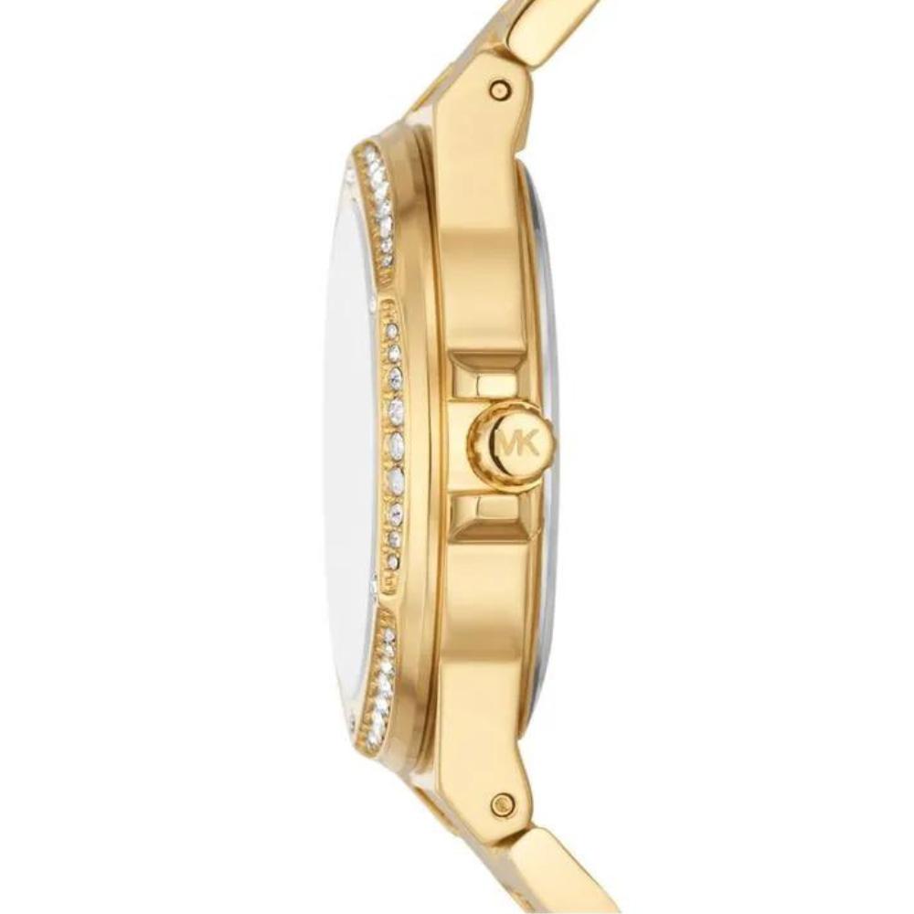 Michael Kors Runway Three-Hand Gold Dial Gold Steel Strap Watch For Women - MK6911
