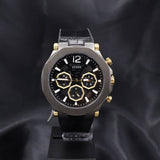 Guess Edge Chronograph Black Dial Black Leather Strap Watch For Men - GW0492G1