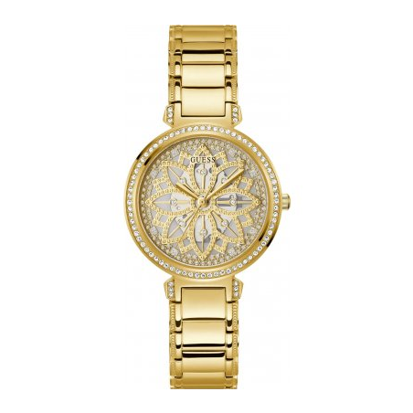 Guess Lily Quartz Gold Dial Gold Steel Strap Watch For Women - GW0528L2