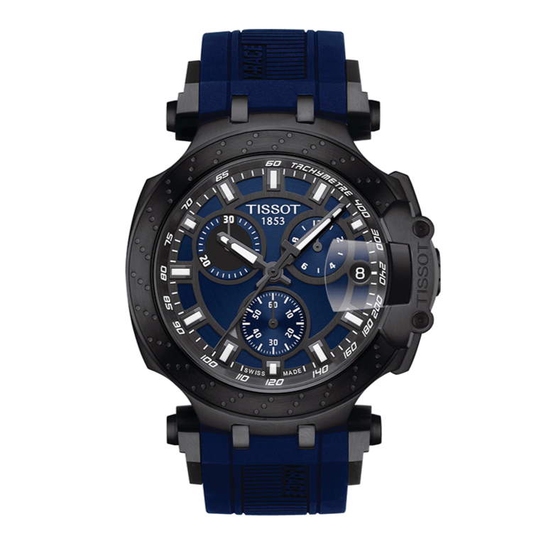 Tissot T Race Chronograph Blue Dial Blue Silicone Strap Watch For Men - T115.417.37.041.00