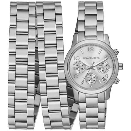 Michael Kors Runway 18K Rhodium Plated Triple Wrap Silver Dial Silver Steel Strap Watch for Women - MK7451