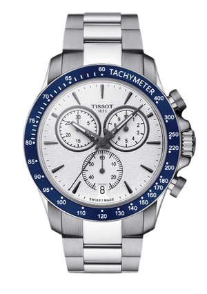 Tissot V8 Quartz T Sport Chronograph White Dial Silver Steel Strap Watch For Men - T106.417.11.031.00