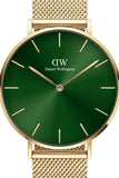 Daniel Wellington Petite Emerald Green Dial Gold Mesh Strap Watch For Women - DW00100481