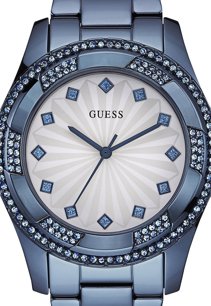 Guess Pinwheel Analog Silver Dial Blue Steel Strap Watch for Women - W0702L1
