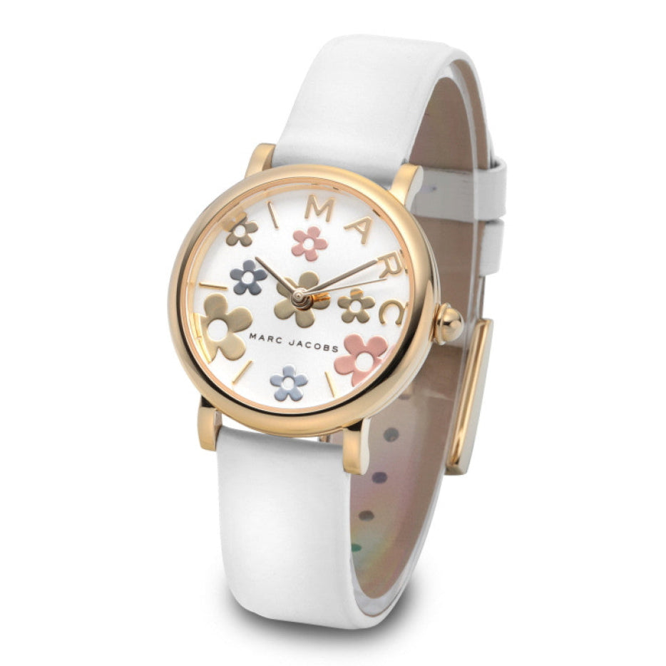 Marc Jacobs Roxy White Dial White Leather Strap Watch for Women - MJ1607