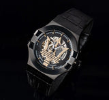 Maserati Potenza Automatic Black Dial Black Leather Strap Watch For Men - R8821108036