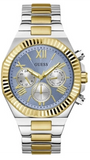 Guess Equity Analog Blue Dial Two Tone Steel Strap Watch For Men - GW0703G3