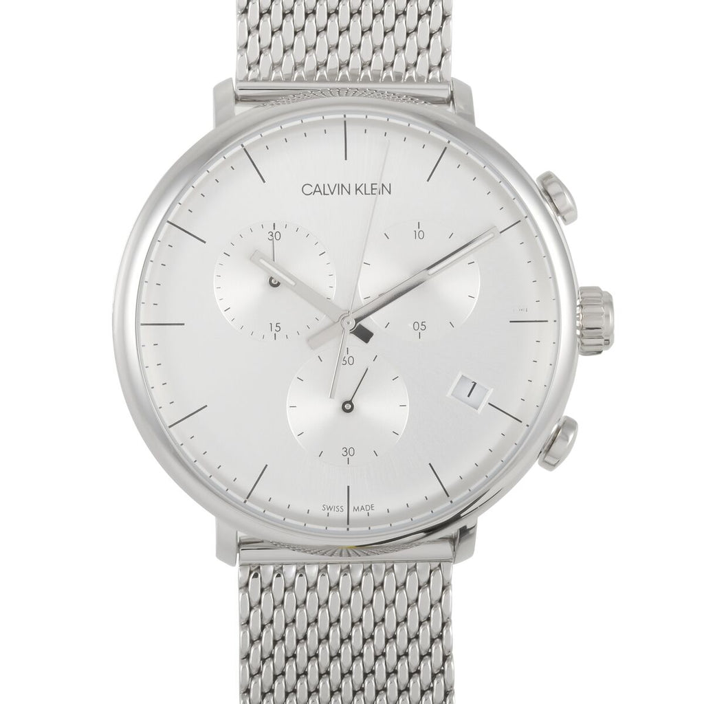 Calvin Klein High Noon Silver Dial Silver Mesh Bracelet Watch for Men - K8M27126