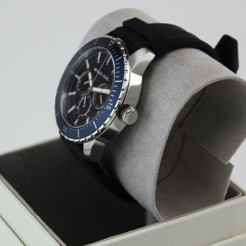 Michael Kors Cunningham Multifunction Blue Dial Black Rubber Strap Watch For Men - MK7160