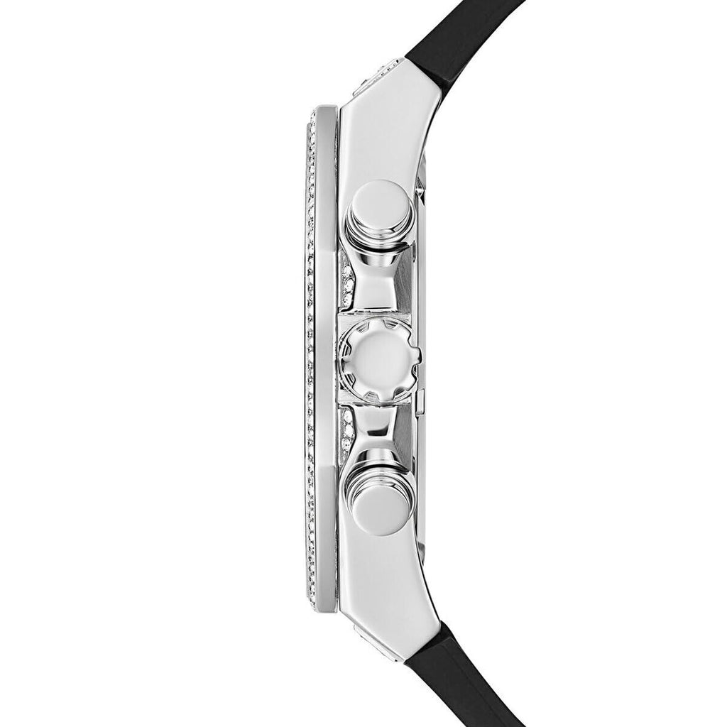 Guess Momentum Chronograph Crystals Black Dial Black Silicone Strap Watch For Men - GW0518G1