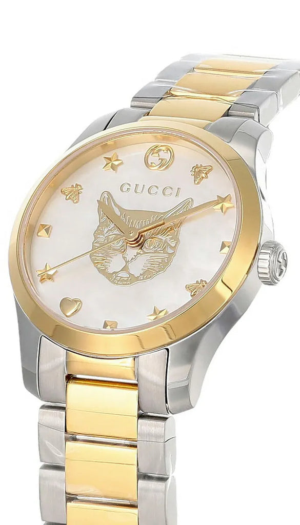 Gucci G Timeless Quartz Mother of Pearl Dial Two Tone Steel Strap Watch For Women - YA1265012