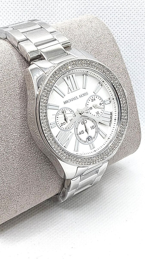 Michael Kors Wren Chronograph Silver Dial Silver Steel Strap Watch for Women - MK7429