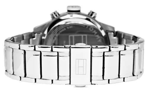 Tommy Hilfiger Trent Chronograph Blue Dial Silver Steel Strap Watch for Men - 1791053