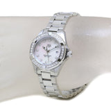 Tag Heuer Aquaracer Diamonds Mother of Pearl White Dial Silver Steel Strap Watch for Women - WBD1415.BA0741