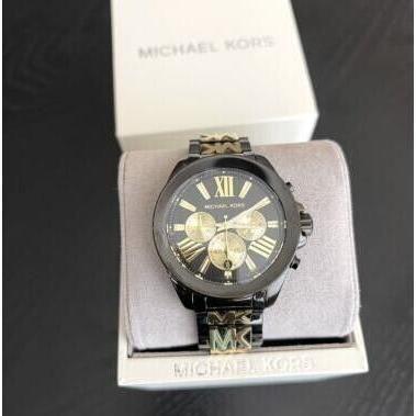 Michael Kors Wren Chronograph Black Dial Two Tone Steel Strap Watch for Women - MK6978