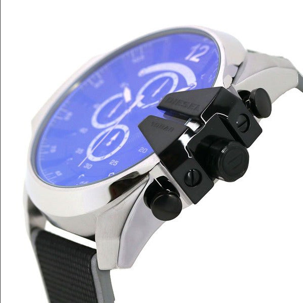 Diesel Mega Chief Chronograph Black Dial Grey Nylon Strap Watch For Men - DZ4523