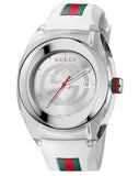 Gucci Sync XXL White Dial White Rubber Strap Watch For Men - YA137102