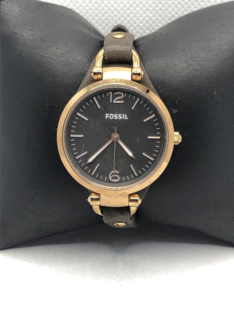 Fossil Georgia Smoke Grey Dial Grey Leather Strap Watch for Women - ES3077