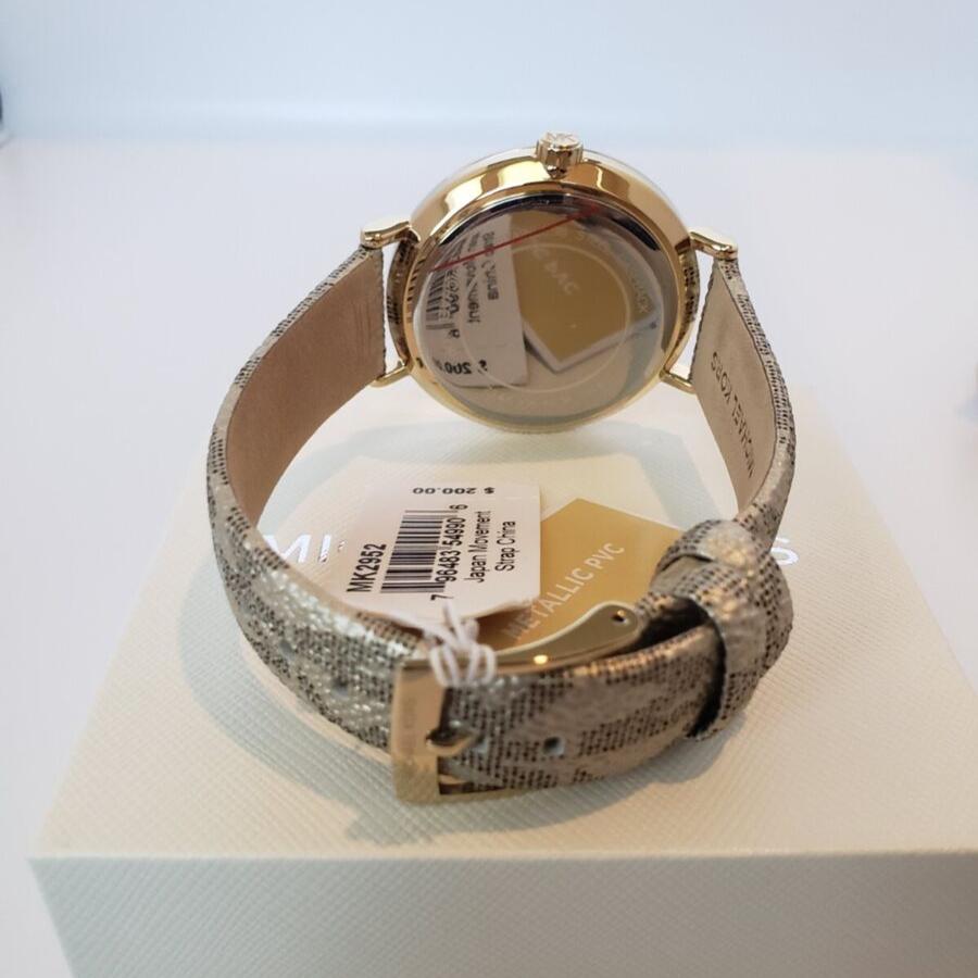 Michael Kors Addyson Quartz Gold Dial Gold Leather Strap Watch for Women - MK2952