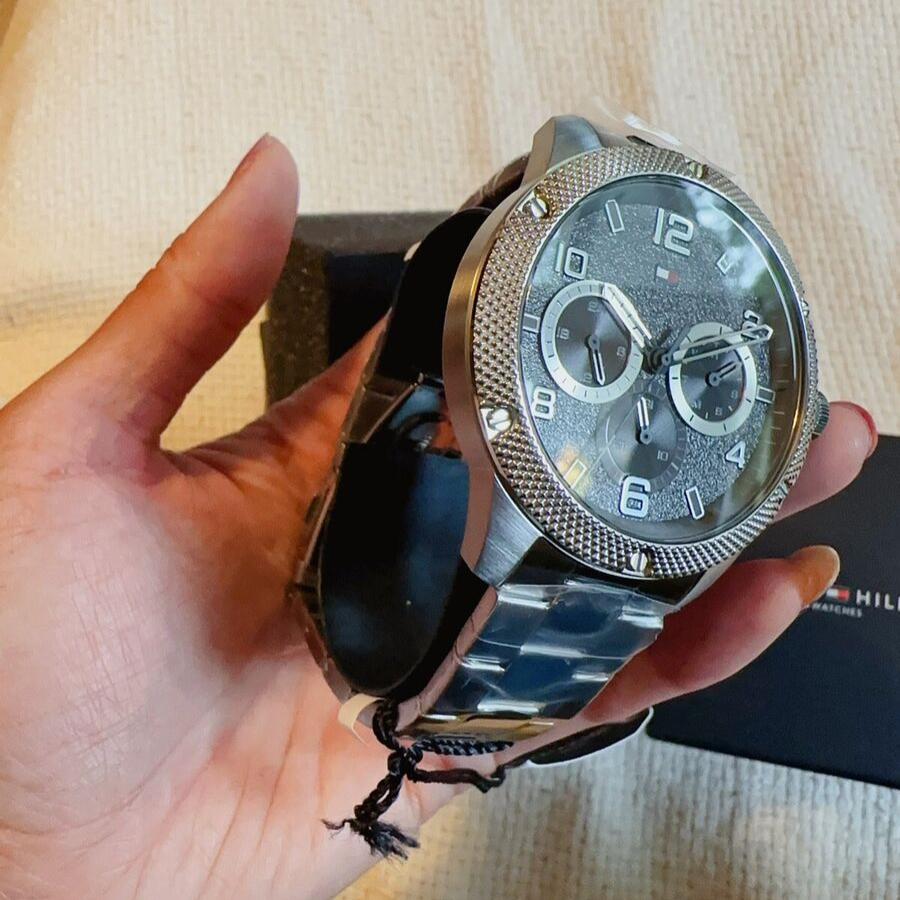 Tommy Hilfiger Blaze Chronograph Black Dial Silver Steel Strap Watch For Men - 1792029