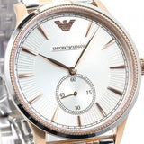 Emporio Armani Classic Silver Dial Two Tone Steel Strap Watch For Men - AR1839
