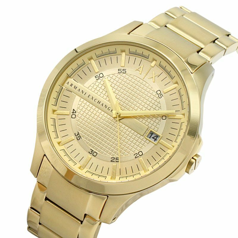 Armani Exchange Hampton Chronograph Gold Dial Gold Steel Strap Watch For Men - AX2415