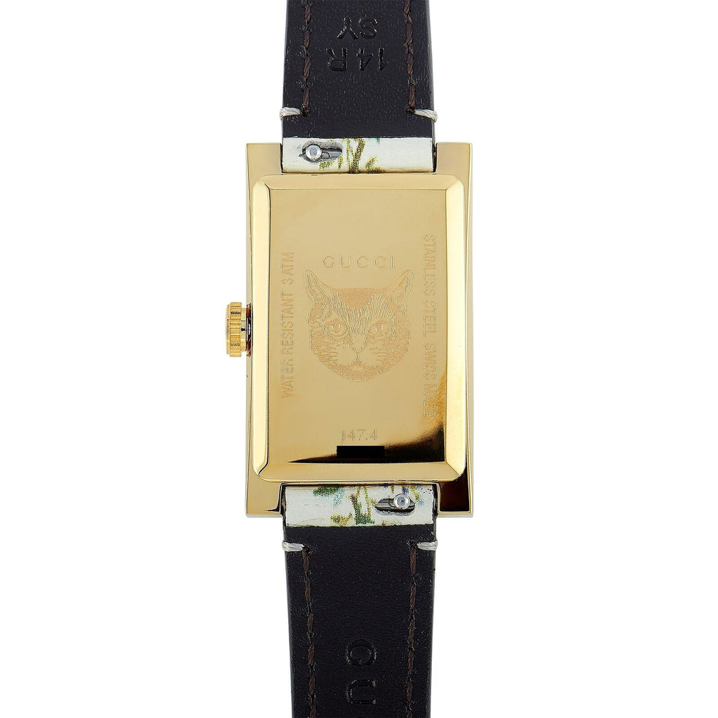 Gucci G-Frame Floral Mother of Pearl Dial White Leather Strap Watch For Women - YA147407