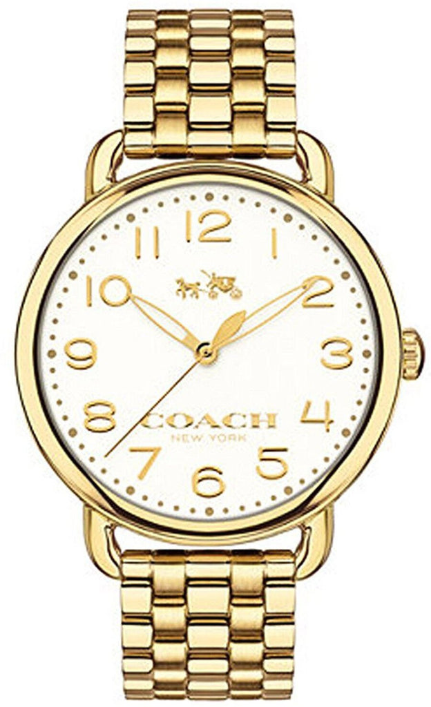 Coach Delancey Classic White Dial Gold Steel Strap Watch for Women - 14502261
