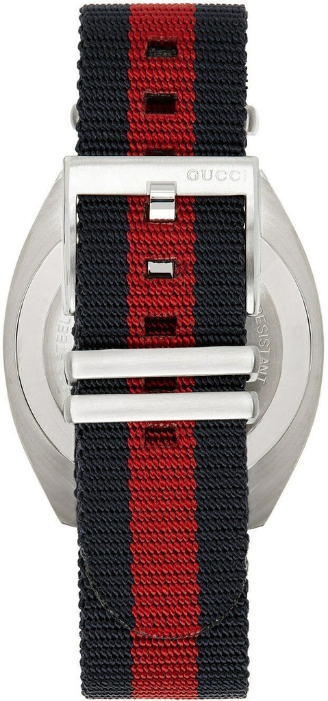 Gucci GG2570 Quartz Blue Dial Blue & Red Nylon Strap Watch For Men - YA142304