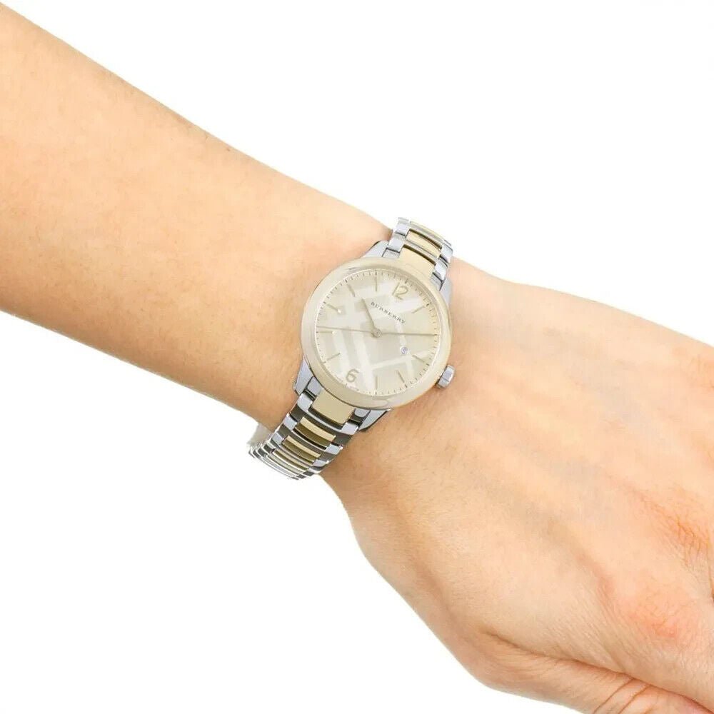 Burberry The Classic Champagne Gold Dial Two Tone Steel Strap Watch for Women - BU10118