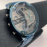 Diesel Daddy 2.0 Chronograph Grey Dial Blue Steel Strap Watch For Men - DZ7414