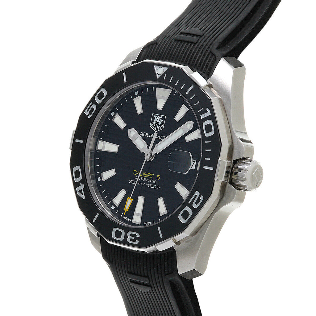 Tag Heuer Aquaracer Calibre 5 Automatic Black Dial Black Rubber Strap Watch for Men - WAY211A.FT6151