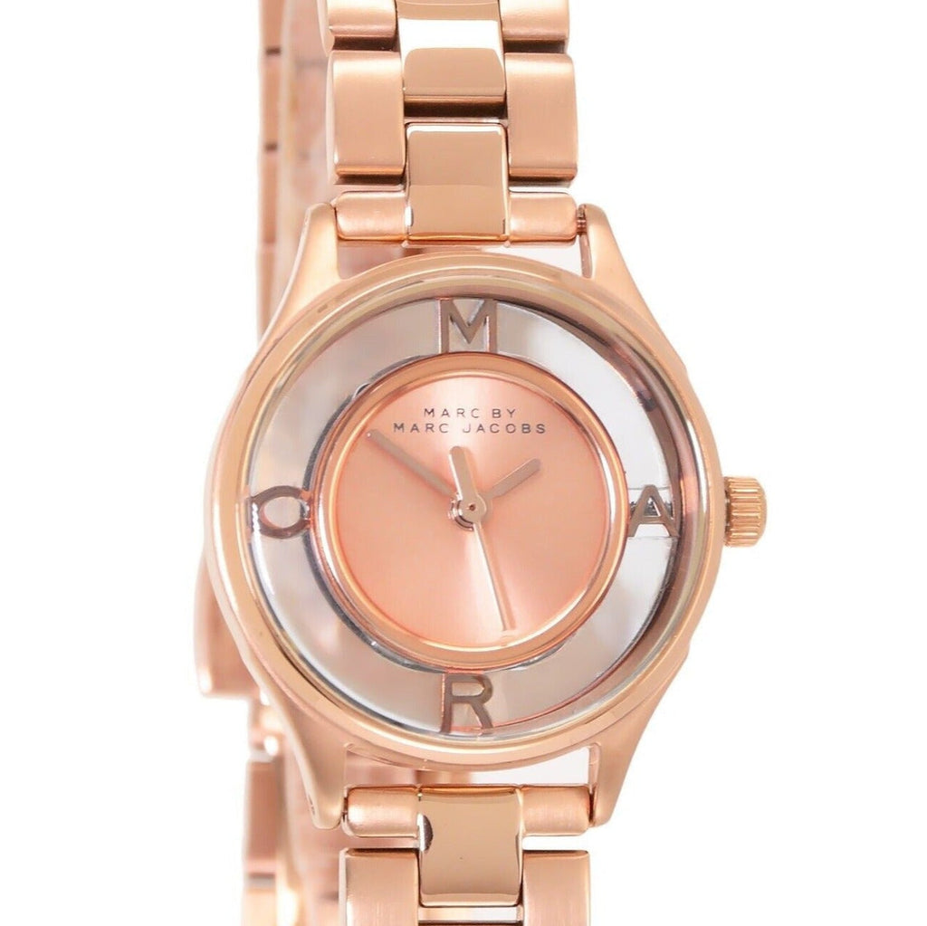 Marc Jacobs Tether Transparent Rose Gold Dial Rose Gold Steel Strap Watch for Women - MBM3417